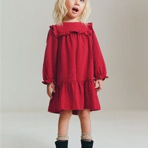 Zara Kids Red Textured Dress